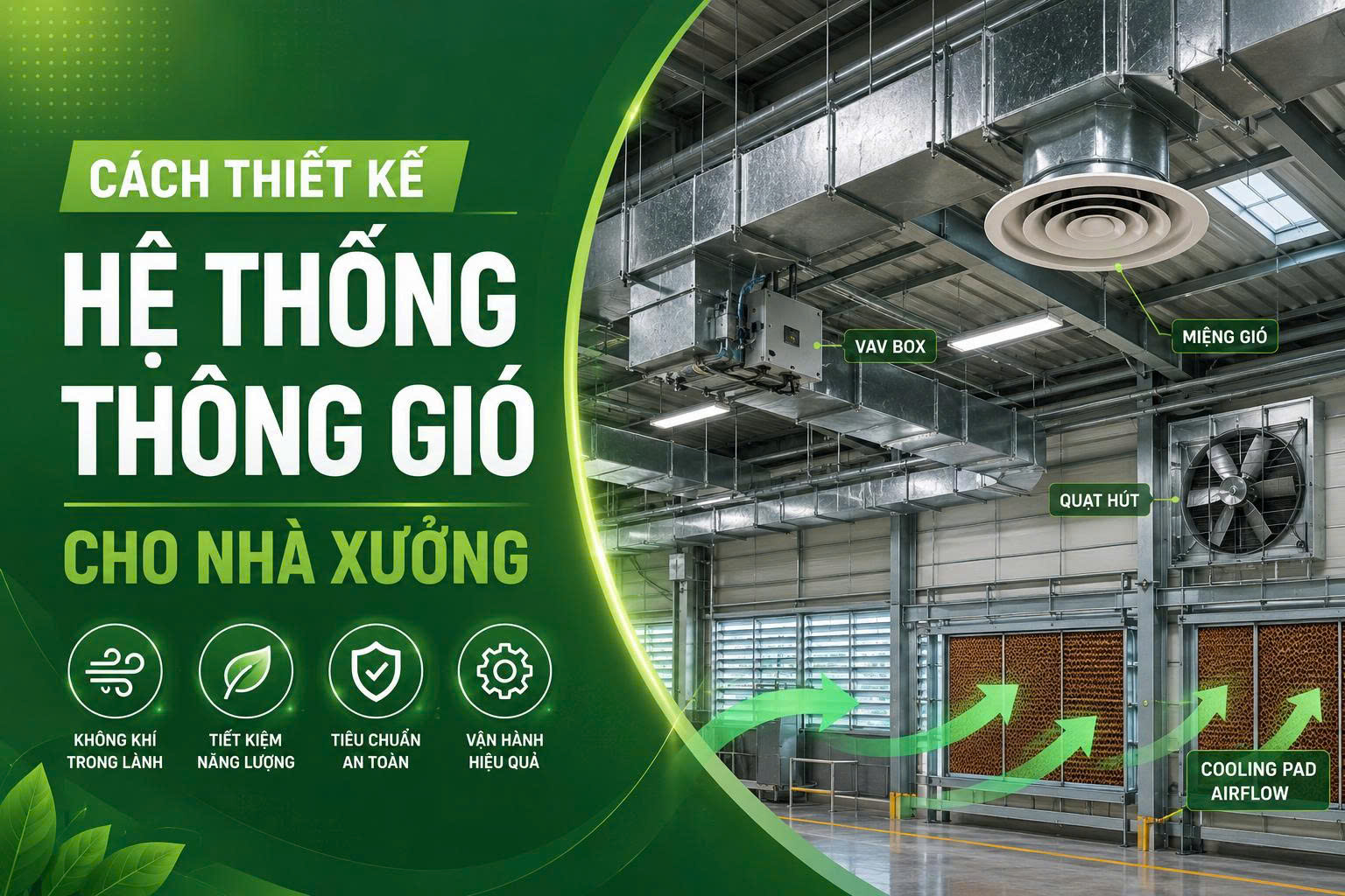 Cách thiết kế hệ thống thông gió cho nhà xưởng